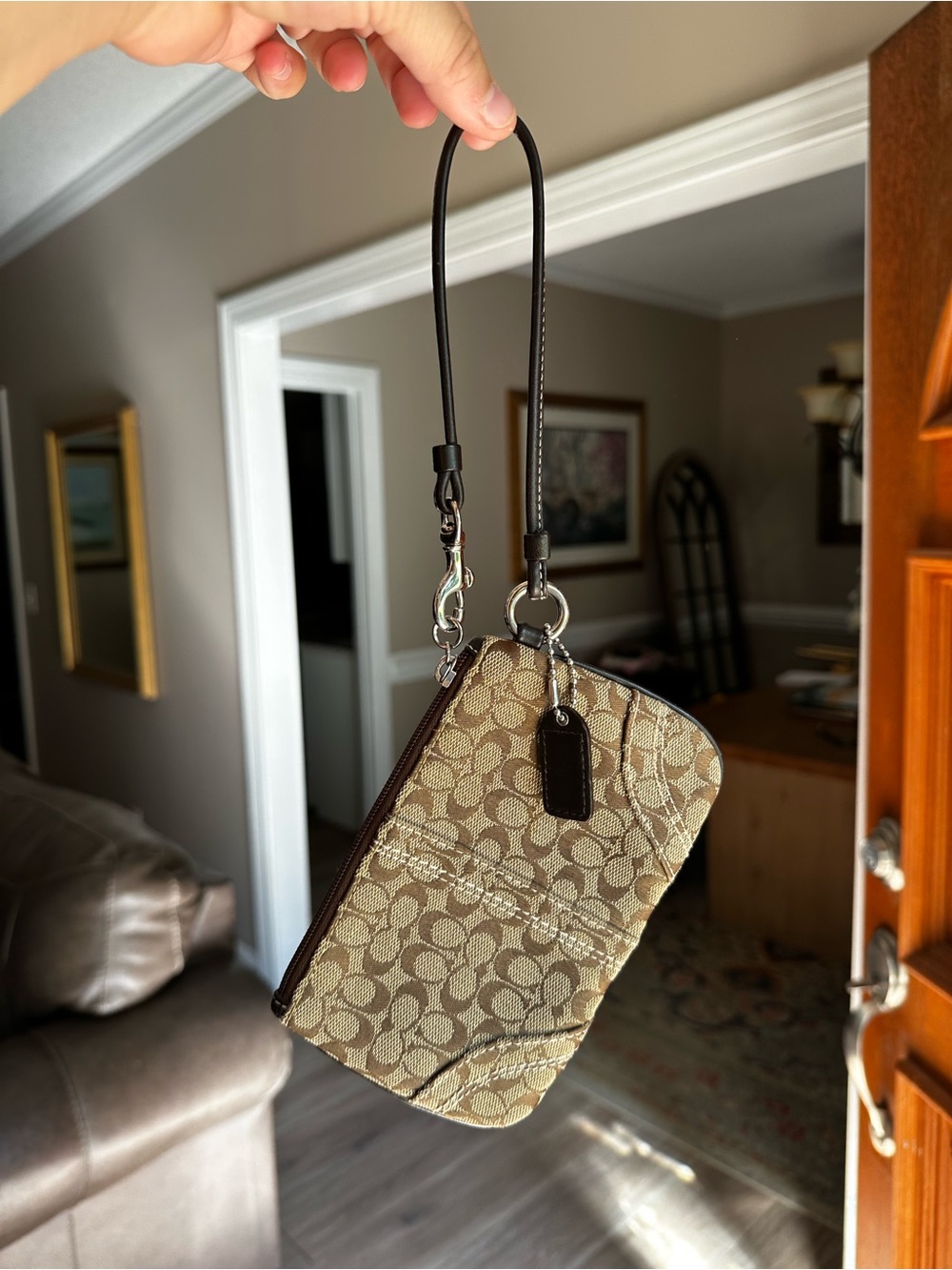 Mini Coach signature wristlet